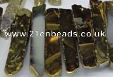 CTD533 Top drilled 10*30mm - 10*65mm wand plated agate beads