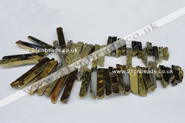 CTD533 Top drilled 10*30mm - 10*65mm wand plated agate beads