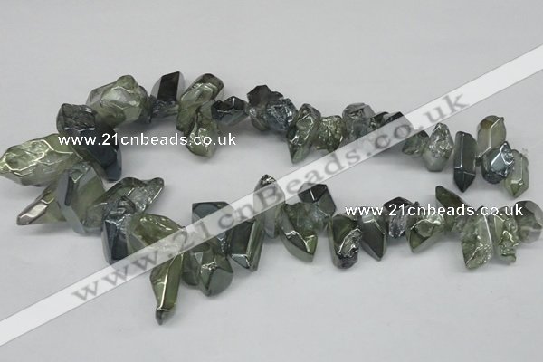 CTD542 Top drilled 10*15mm - 12*30mm nuggets plated quartz beads