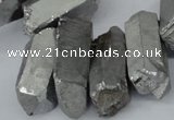 CTD548 Top drilled 12*25mm - 12*45mm nuggets plated quartz beads