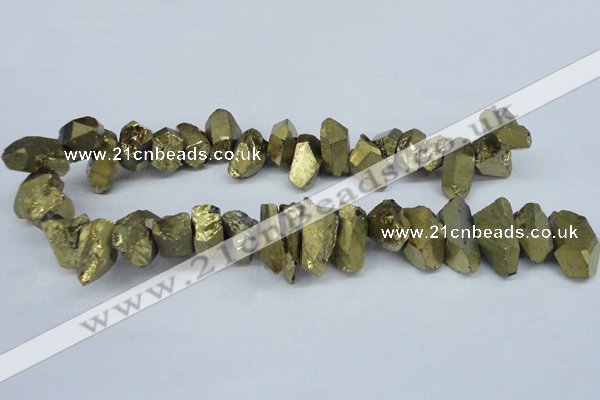 CTD549 Top drilled 12*20mm - 12*25mm nuggets plated quartz beads