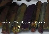 CTD552 Top drilled 8*25mm - 8*40mm wand plated quartz beads