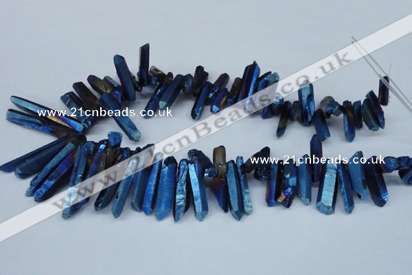 CTD553 Top drilled 8*25mm - 8*40mm wand plated quartz beads