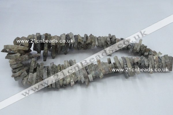 CTD556 Top drilled 6*15mm - 10*40mm wand plated agate beads