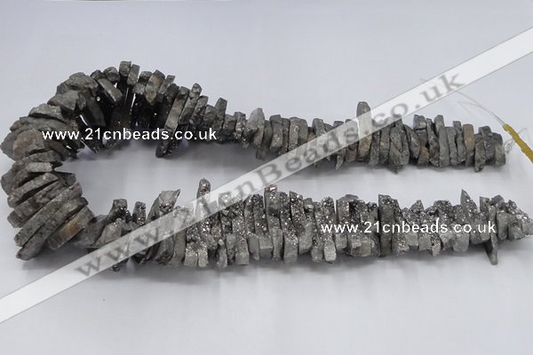 CTD557 Top drilled 6*15mm - 10*40mm wand plated agate beads