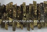 CTD558 Top drilled 6*15mm - 10*40mm wand plated agate beads