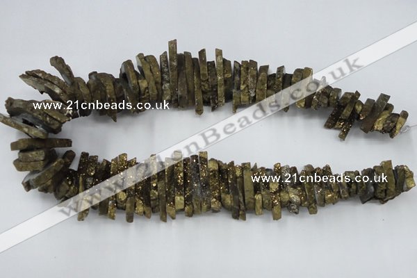 CTD558 Top drilled 6*15mm - 10*40mm wand plated agate beads