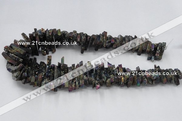 CTD559 Top drilled 6*15mm - 10*40mm wand plated agate beads