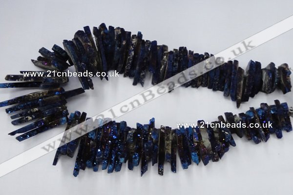 CTD560 Top drilled 6*15mm - 10*40mm wand plated agate beads