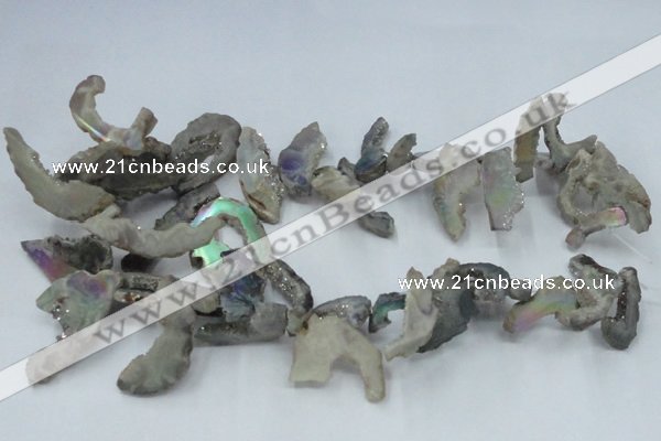 CTD563 Top drilled 10*20mm - 10*40mm freeform plated agate beads