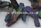 CTD565 Top drilled 10*20mm - 10*40mm freeform plated agate beads