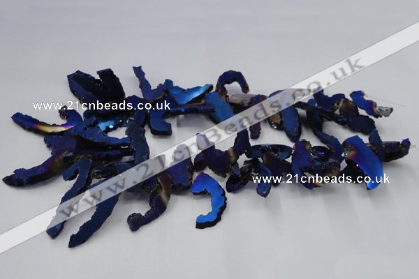 CTD566 Top drilled 10*20mm - 10*40mm freeform plated agate beads