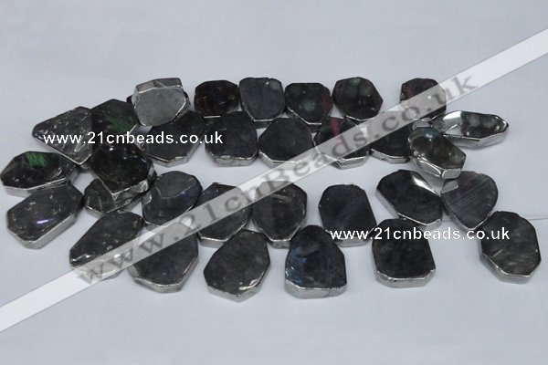 CTD571 Top drilled 20*30mm - 30*45mm freeform plated agate beads