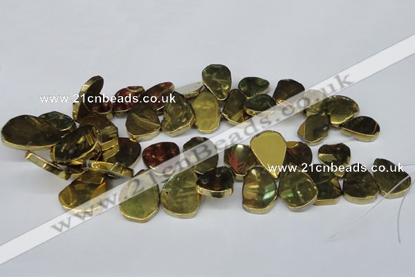 CTD572 Top drilled 20*30mm - 30*45mm freeform plated agate beads