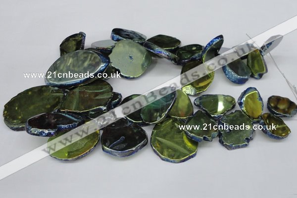 CTD573 Top drilled 20*30mm - 30*45mm freeform plated agate beads