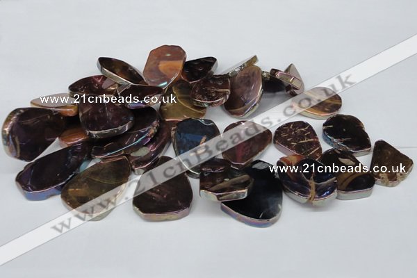 CTD574 Top drilled 20*30mm - 30*45mm freeform plated agate beads