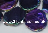 CTD575 Top drilled 20*30mm - 30*45mm freeform plated agate beads