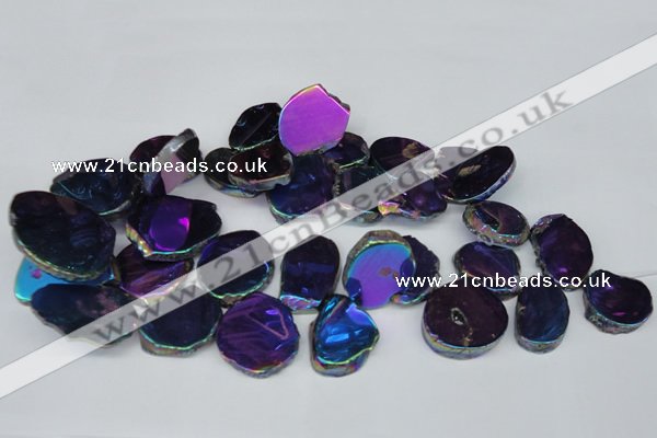 CTD575 Top drilled 20*30mm - 30*45mm freeform plated agate beads