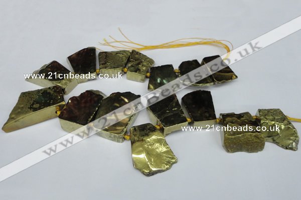 CTD578 Top drilled 20*30mm - 30*50mm freeform plated agate beads