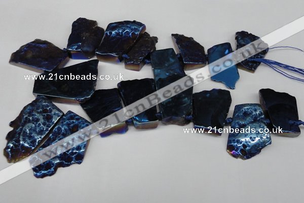 CTD579 Top drilled 20*30mm - 30*50mm freeform plated agate beads