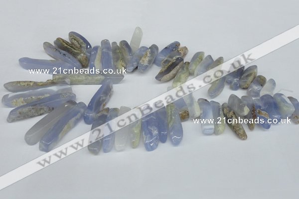 CTD581 Top drilled 8*25mm - 8*55mm wand blue lace agate beads