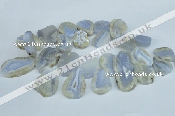 CTD608 Top drilled 18*25mm - 30*45mm freeform blue lace agate beads