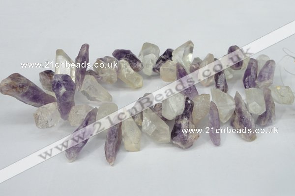 CTD621 12*22mm - 15*40mm nuggets amethyst & white crystal beads