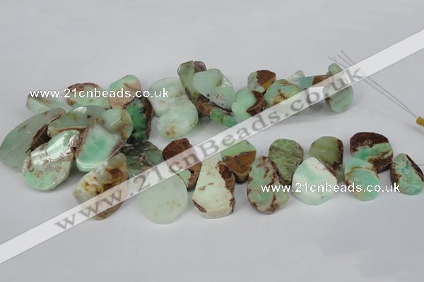 CTD637 Top drilled 15*25mm - 25*40mm freeform australia chrysoprase beads