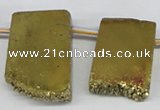 CTD653 Top drilled 15*25mm - 25*40mm freeform plated quartz beads