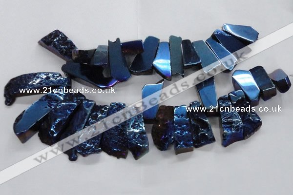 CTD747 Top drilled 15*25mm - 20*65mm freeform plated agate beads