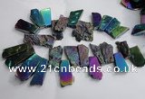 CTD748 Top drilled 18*25mm - 25*60mm freeform plated agate beads