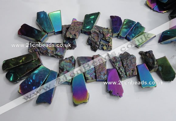 CTD748 Top drilled 18*25mm - 25*60mm freeform plated agate beads