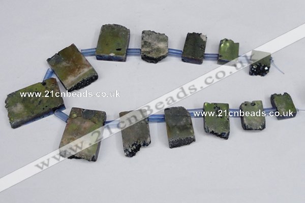 CTD756 Top drilled 15*25mm - 25*40mm freeform plated quartz beads