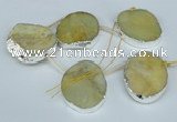 CTD768 30*35mm - 35*45mm freeform agate beads with brass setting