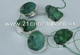 CTD771 30*35mm - 35*45mm freeform agate beads with brass setting