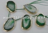 CTD774 30*45mm - 35*50mm freeform agate beads with brass setting