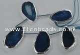 CTD775 30*45mm - 35*50mm freeform agate beads with brass setting