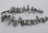 CTD783 Top drilled 8*18mm - 8*35mm nuggets plated quartz beads