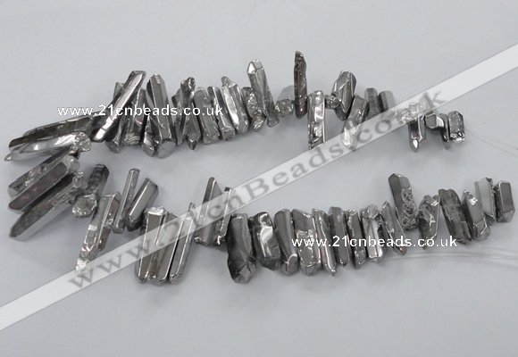 CTD783 Top drilled 8*18mm - 8*35mm nuggets plated quartz beads