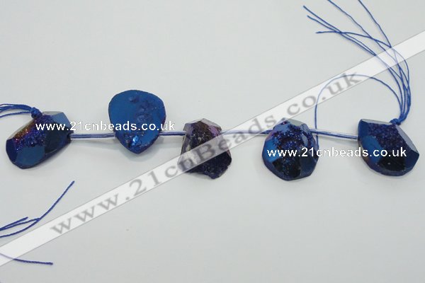 CTD810 Top drilled 20*30mm - 25*35mm freeform plated agate beads