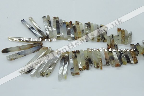 CTD830 15.5 inches 6*30mm - 7*65mm sticks montana agate beads