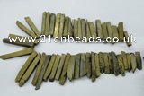 CTD832 15.5 inches 6*30mm - 8*65mm sticks plated agate beads