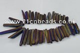 CTD834 15.5 inches 6*30mm - 8*65mm sticks plated agate beads