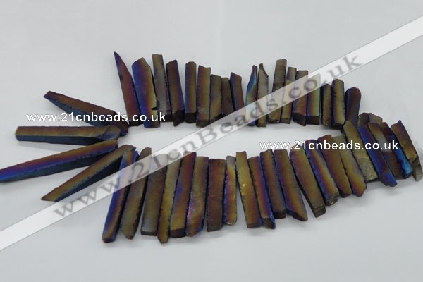 CTD834 15.5 inches 6*30mm - 8*65mm sticks plated agate beads