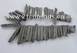 CTD835 Top drilled 6*25mm - 8*55mm sticks plated agate beads