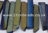 CTD842 Top drilled 6*25mm - 8*55mm sticks plated agate beads