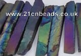 CTD843 Top drilled 6*25mm - 8*55mm sticks plated agate beads