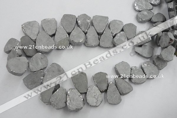 CTD900 Top drilled 15*20mm - 20*30mm freeform plated quartz beads