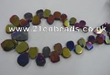 CTD905 Top drilled 15*20mm - 20*30mm freeform plated quartz beads