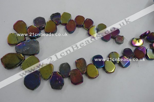 CTD905 Top drilled 15*20mm - 20*30mm freeform plated quartz beads